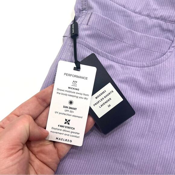 Maelreg Performance Proflex LAVENDER Shorts Golf Sports Stretch SPF 30+ NWT 30 - Picture 9 of 9